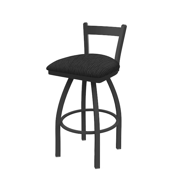 25" Low Back Swivel Counter Stool, Pewter Finish, Graph Coal Seat